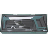 Набор инструмента ножовка, разводной ключ, зубила и выколотки, 14 пр. ложемент JONNESWAY (M645114ST)